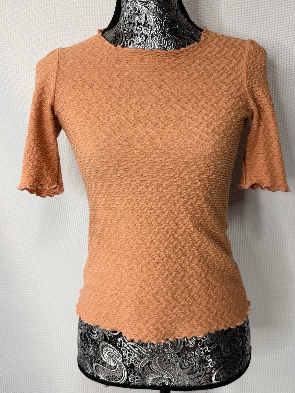 Women's Textured Short Sleeve Tee in Rust